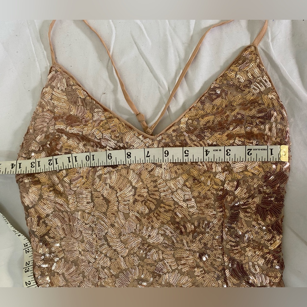 Rose‎ gold sequin mini dress, forever 21, size small, adjustable straps, pink - Picture 10 of 16
